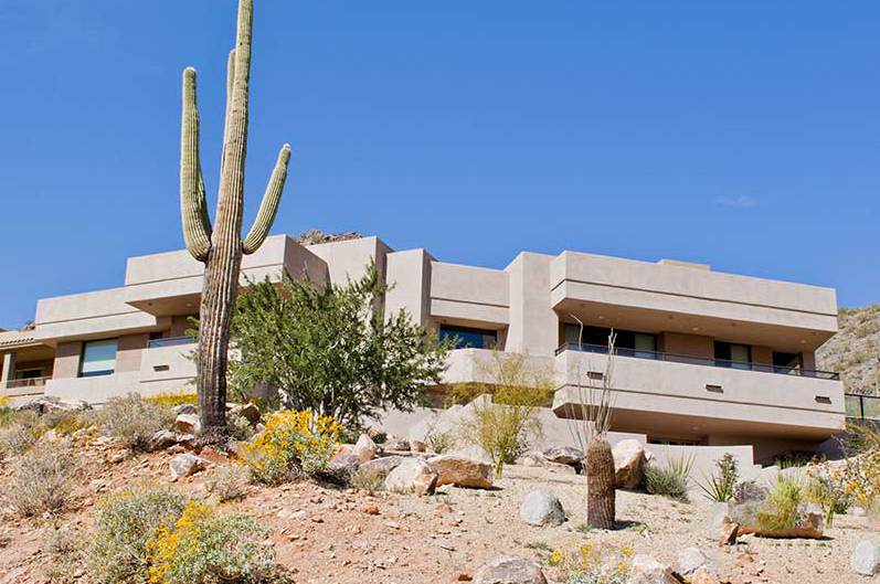 Custom home in Phoenix, Arizona with cacti