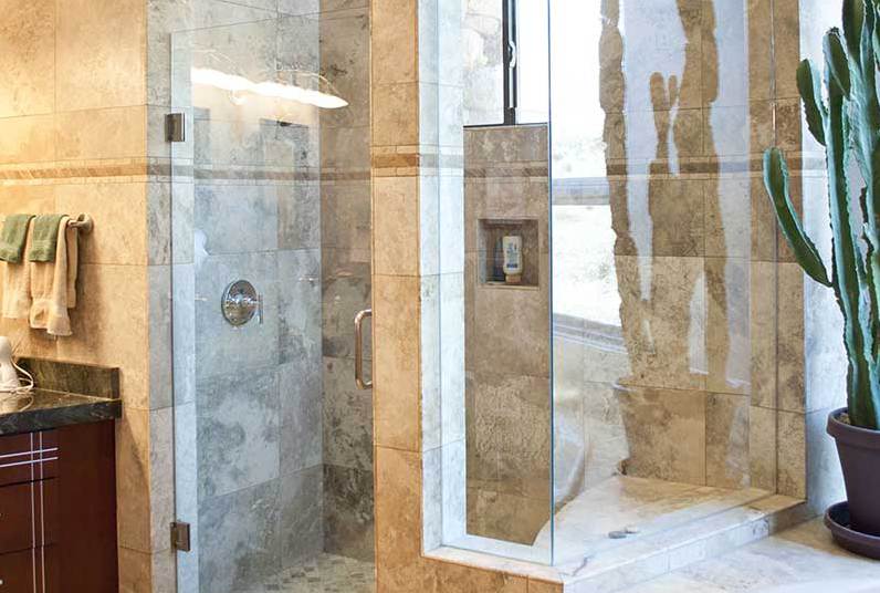Beautiful shower of bathroom in custom home in Phoenix