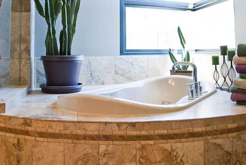 Beautiful tub in bathroom of custom home in Phoenix