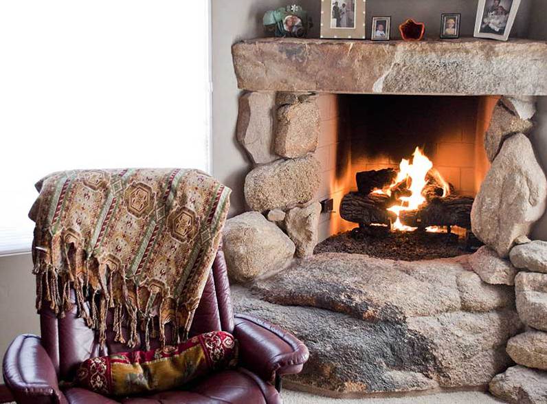 Cozy fireplace of custom home in Phoenix