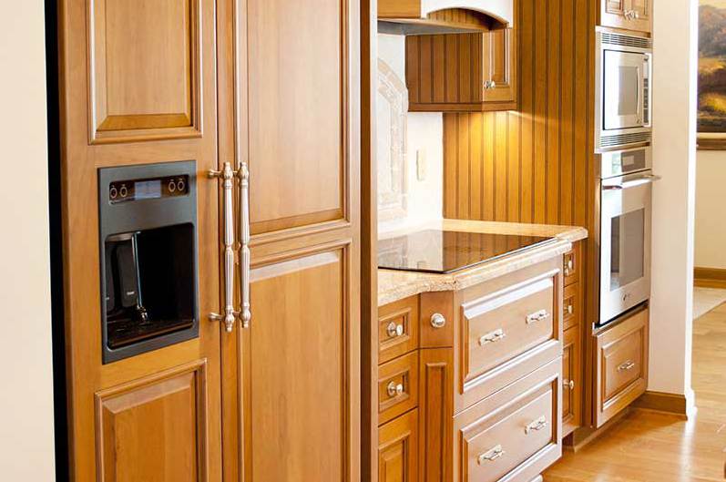 beautiful wood fridge in custom home in phoenix